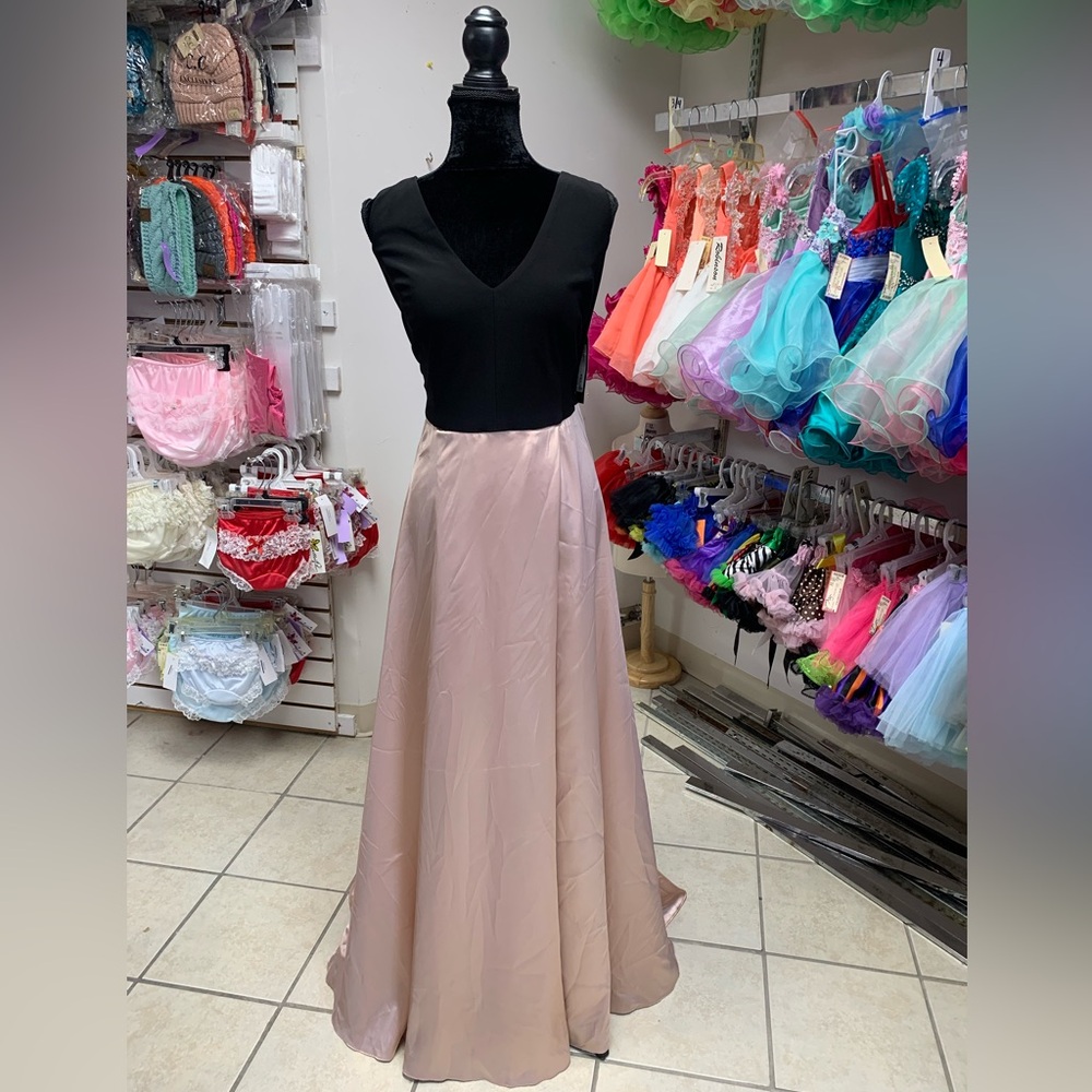 Size 18 Pink Black Prom Homecoming Bridesmaid Evening Gown Dress W/ Pockets NWT